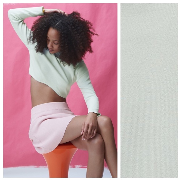 NWT. Zara Light Green Knit Crop Top. Size M. - Picture 3 of 9